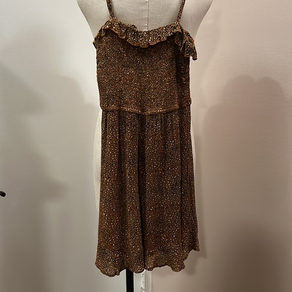 Urban Outfitters leopard ruffle chest lightweight mini dress sz small - Picture 4 of 11